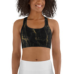 Black Marble Sports Bra